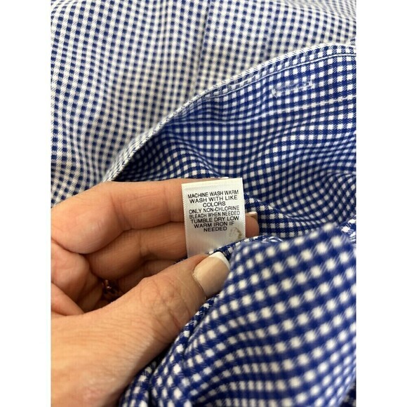 ROWM Shirt Mens Sz XLT Blue White Gingham Plaid Button Up Long Sleeve Cotton T4 - Picture 11 of 11